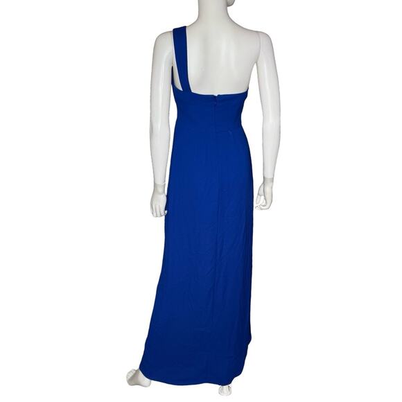 BCBGMAXAZRIA One Shoulder Faux Wrap Dress Surf Blue Women’s Sz 0 - Picture 6 of 7